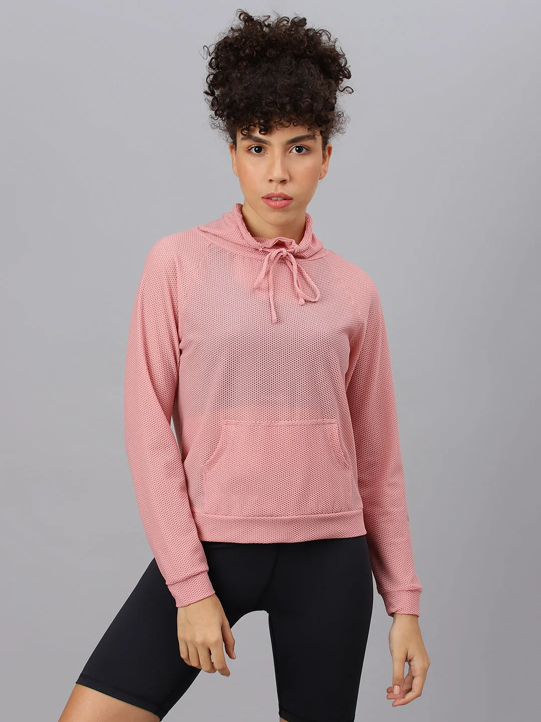 Fitkin Women's Pink Bubble Turtle Neck Top