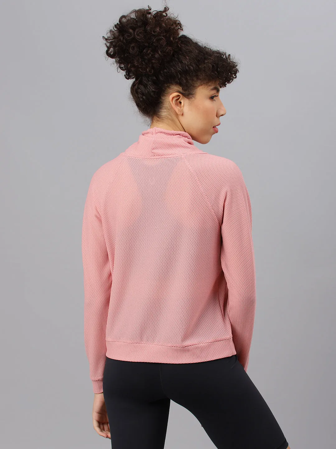 Fitkin Women's Pink Bubble Turtle Neck Top