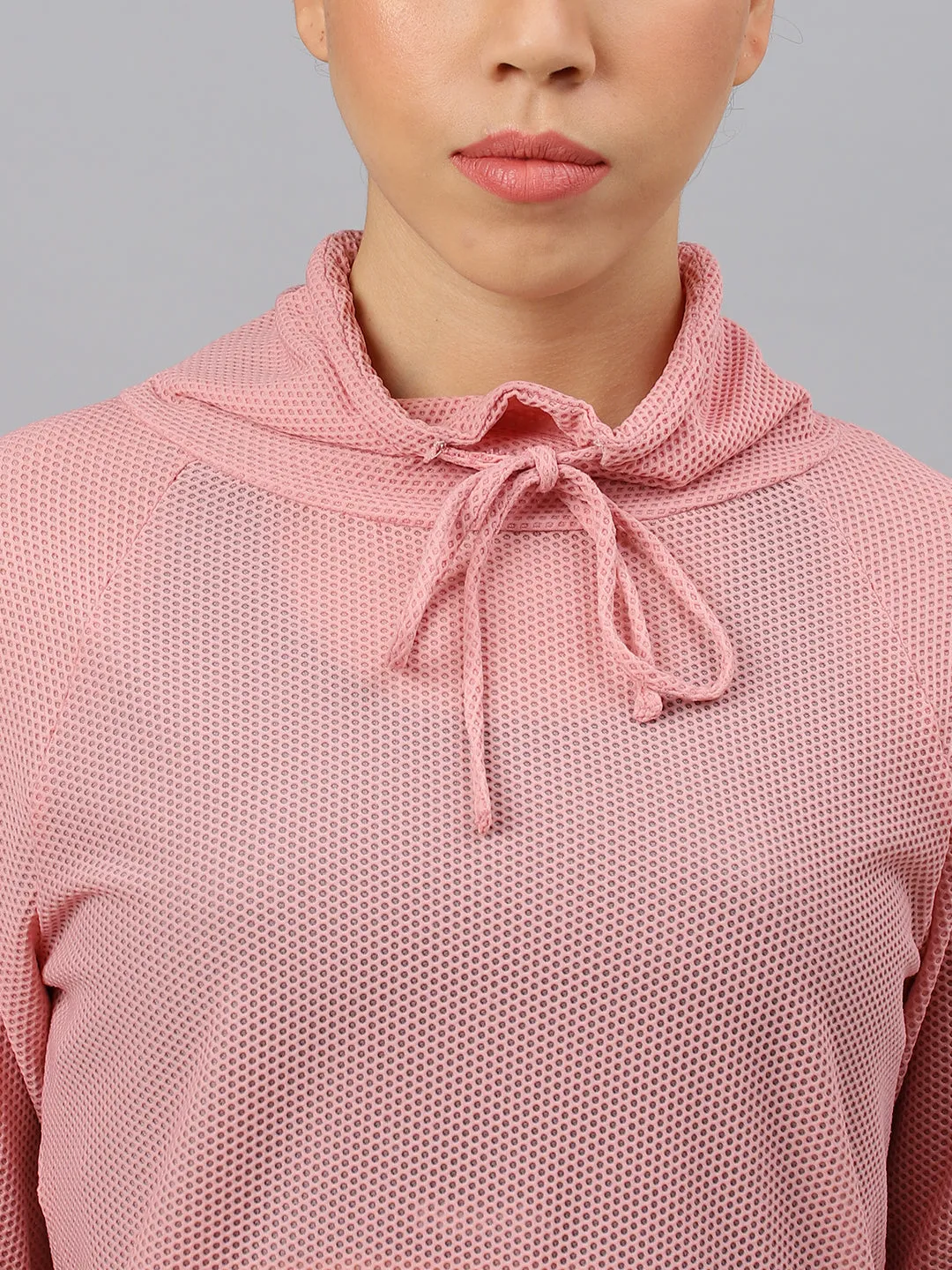 Fitkin Women's Pink Bubble Turtle Neck Top