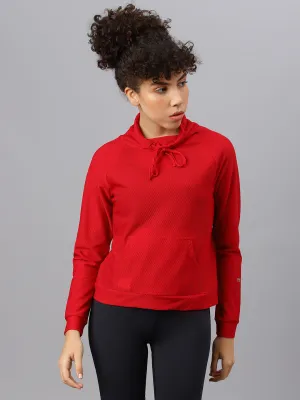 Fitkin Women's Red Bubble Turtle Neck Top