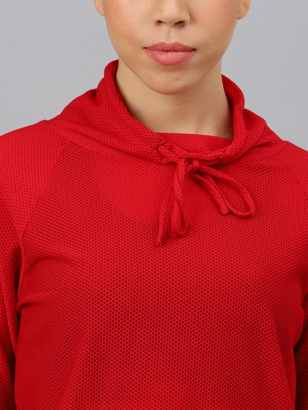 Fitkin Women's Red Bubble Turtle Neck Top