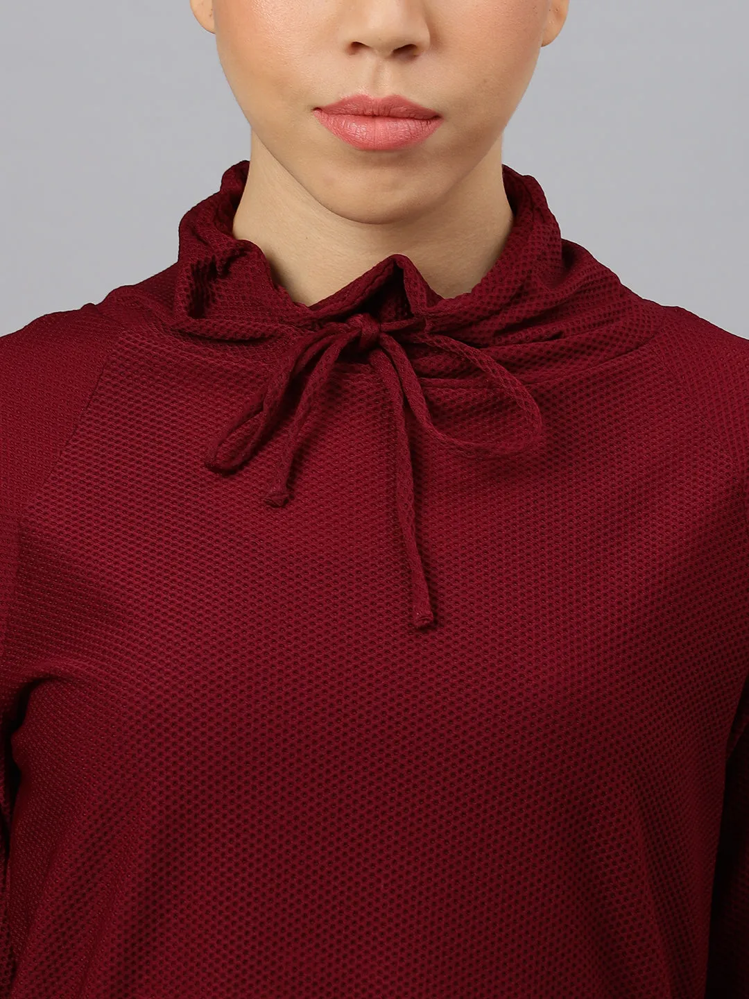 Fitkin Women's Wine Bubble Turtle Neck Top