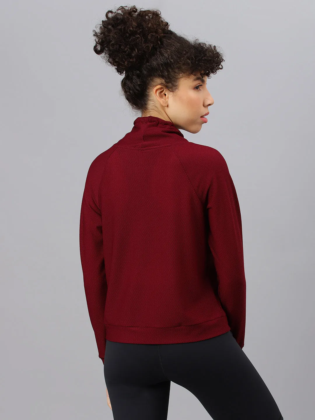 Fitkin Women's Wine Bubble Turtle Neck Top