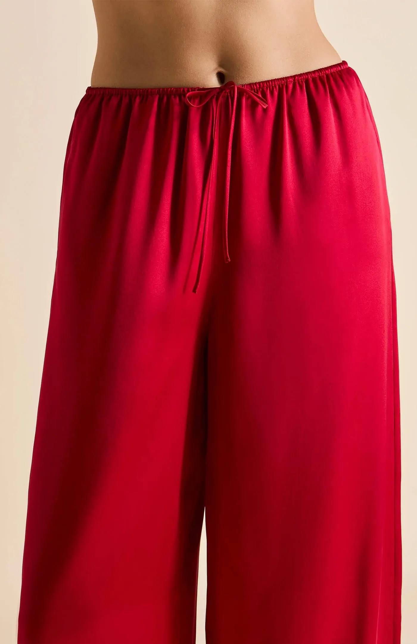 Flaming Red | Red Satin Loungewear Set