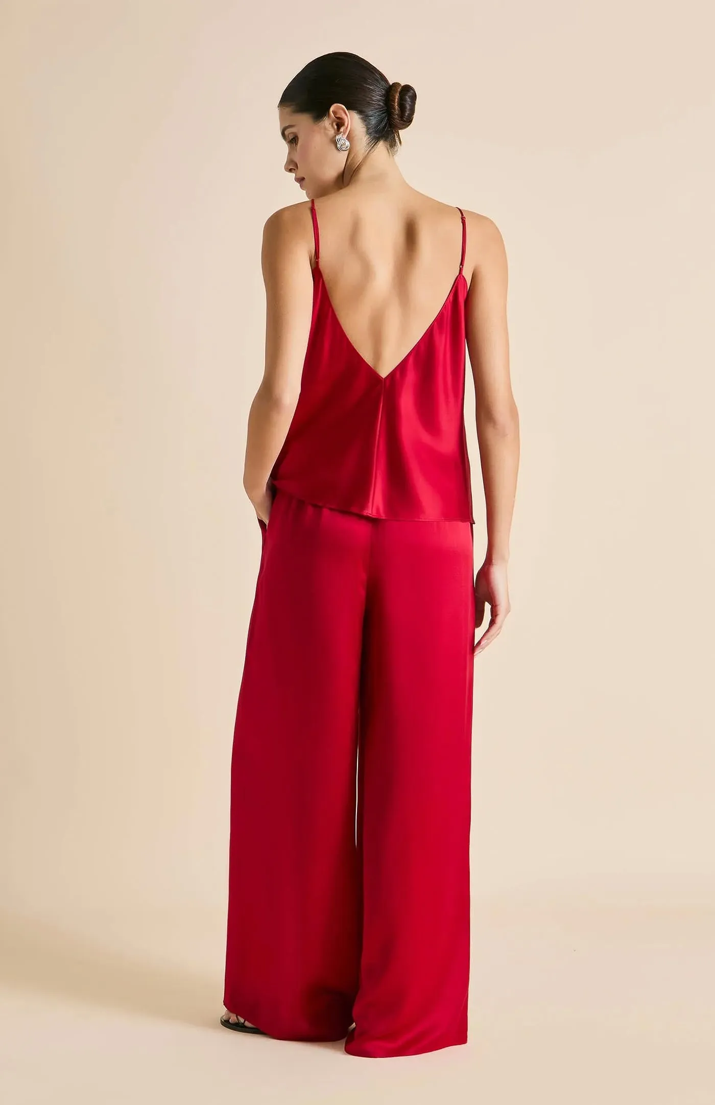 Flaming Red | Red Satin Loungewear Set