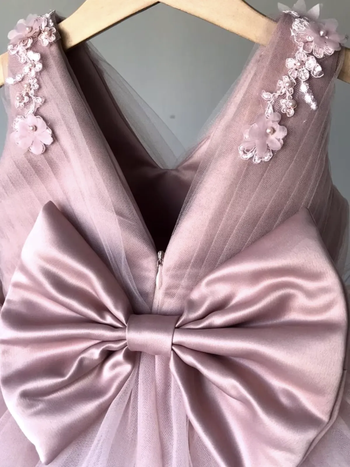 Floral Feather Tulle Princess Dress
