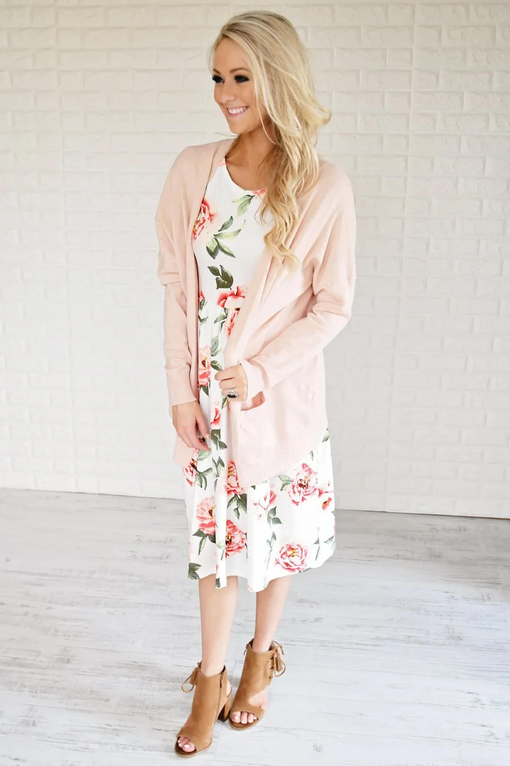 Floral My Heart Midi Dress ~ Ivory