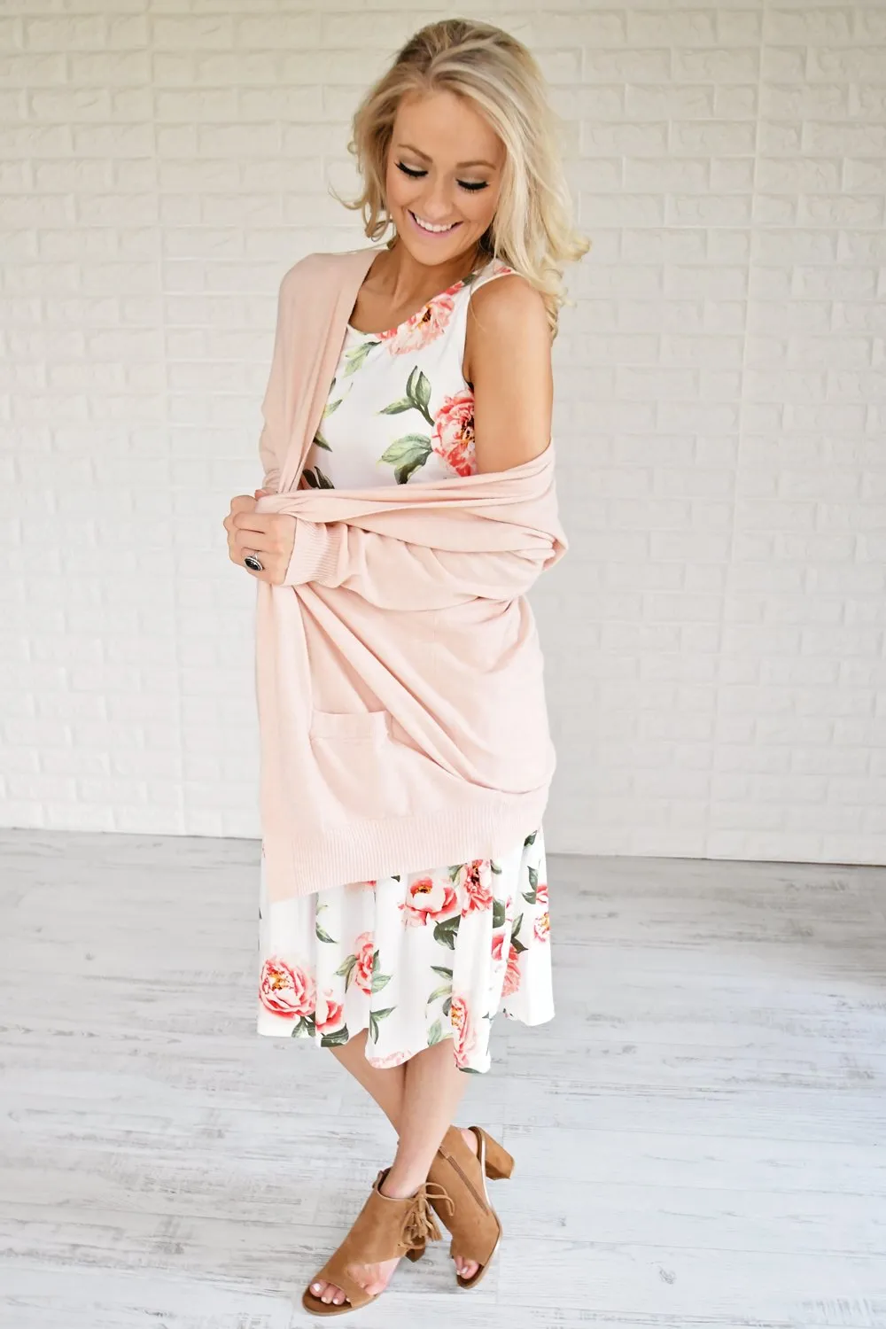 Floral My Heart Midi Dress ~ Ivory
