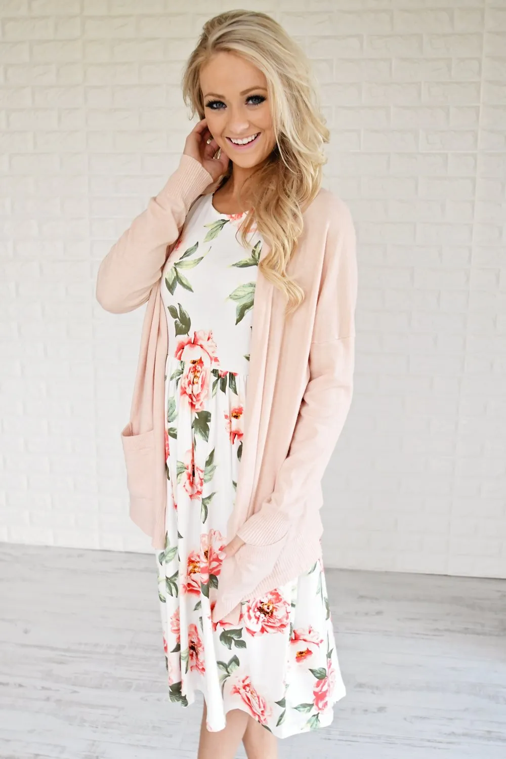 Floral My Heart Midi Dress ~ Ivory