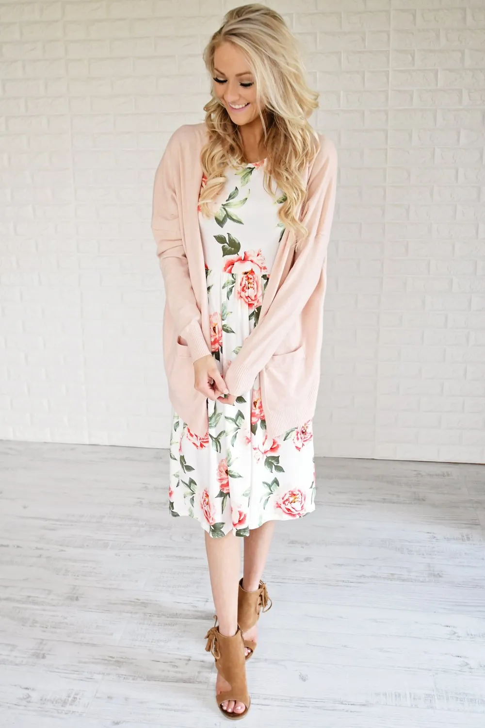 Floral My Heart Midi Dress ~ Ivory
