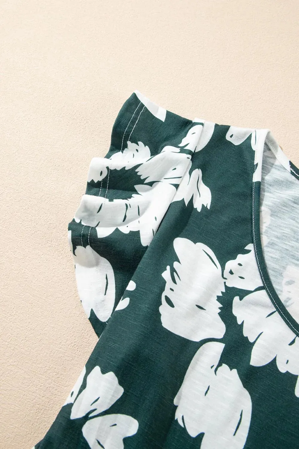 Floral Print Ruffle Sleeve Empire Waist Mini Dress