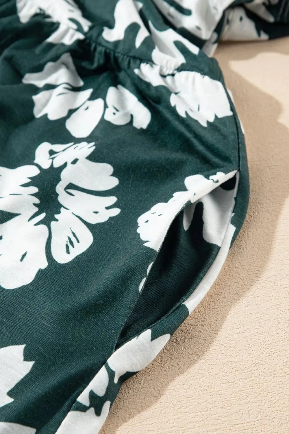 Floral Print Ruffle Sleeve Empire Waist Mini Dress