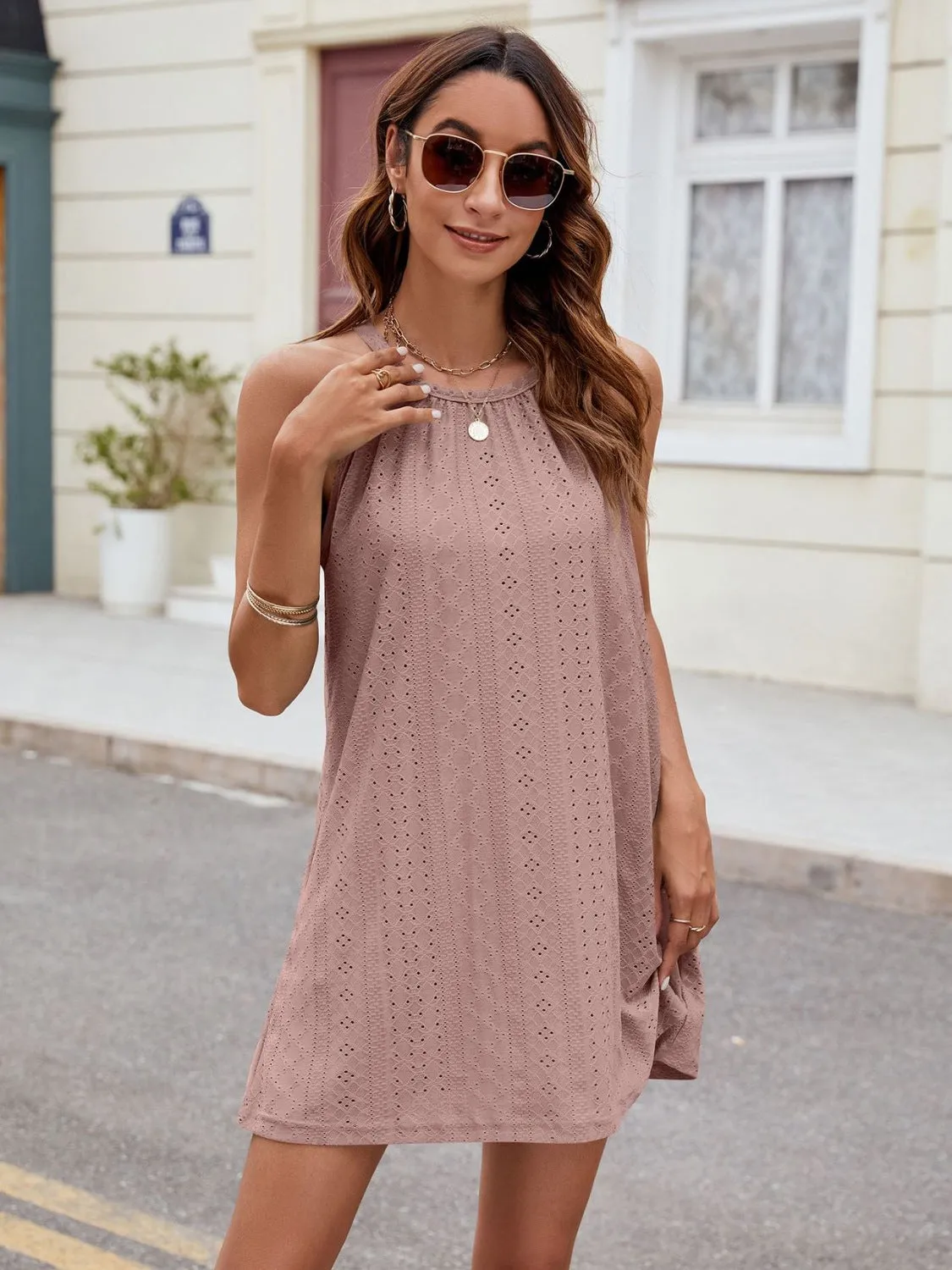 Florira Eyelet Sleeveless Mini Dress