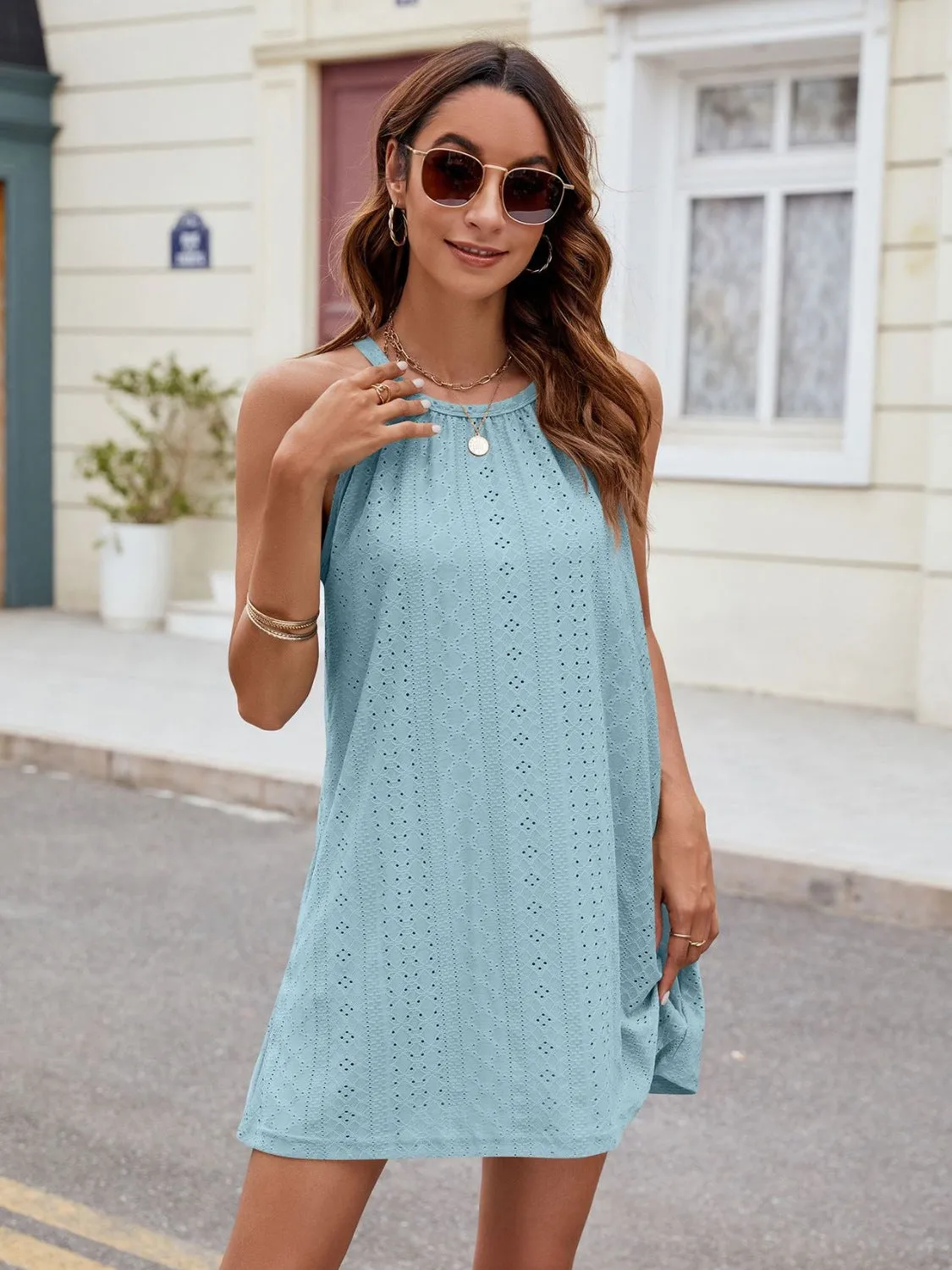Florira Eyelet Sleeveless Mini Dress