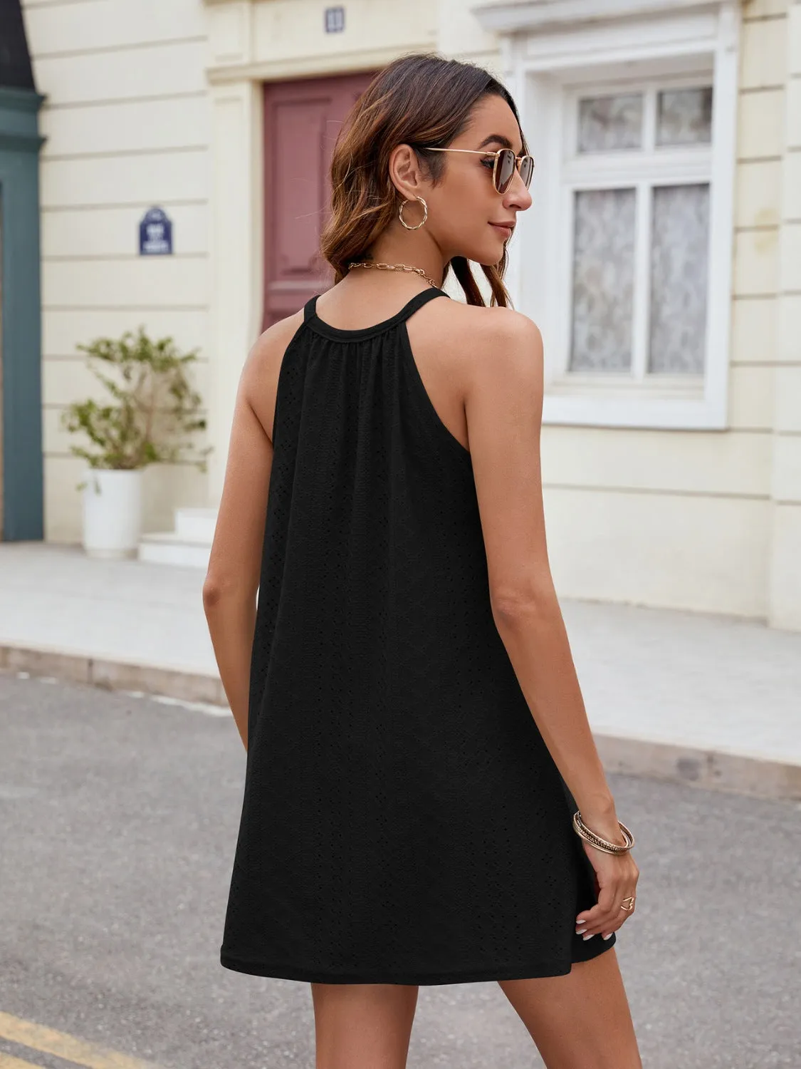 Florira Eyelet Sleeveless Mini Dress