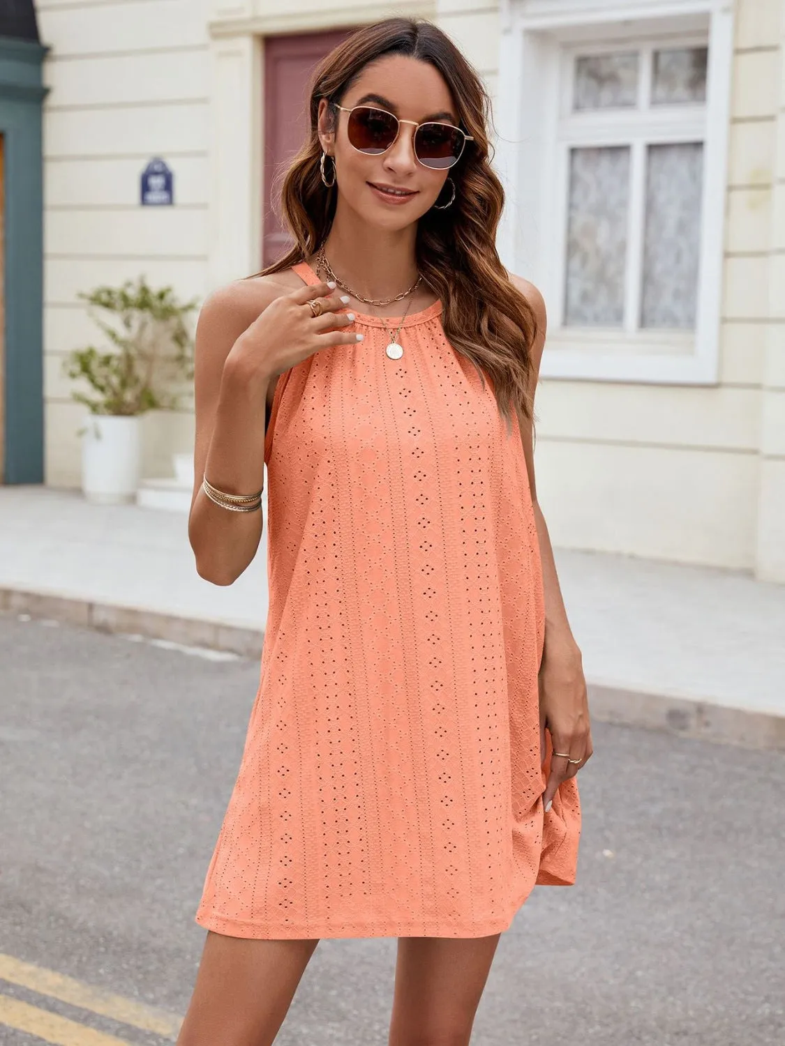 Florira Eyelet Sleeveless Mini Dress