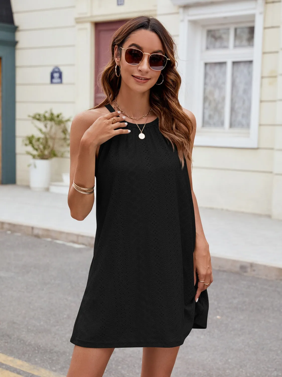 Florira Eyelet Sleeveless Mini Dress