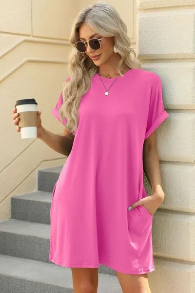 Florira Short Sleeve Mini Dress with Pockets