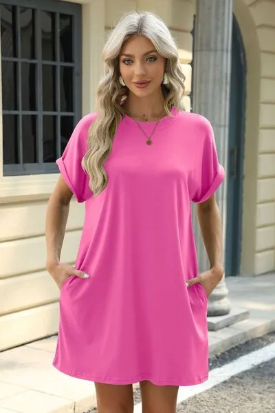 Florira Short Sleeve Mini Dress with Pockets