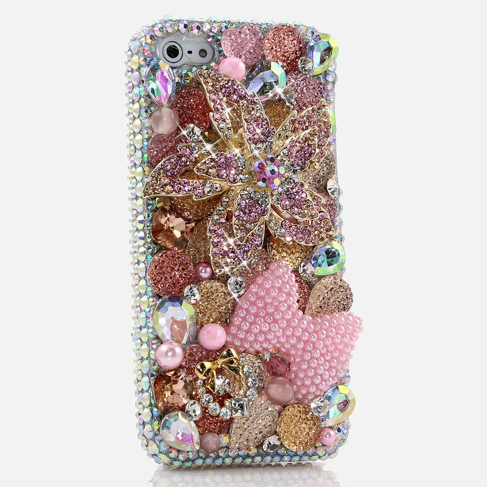 Flower and Pink Pearl Bow Design (style 472)