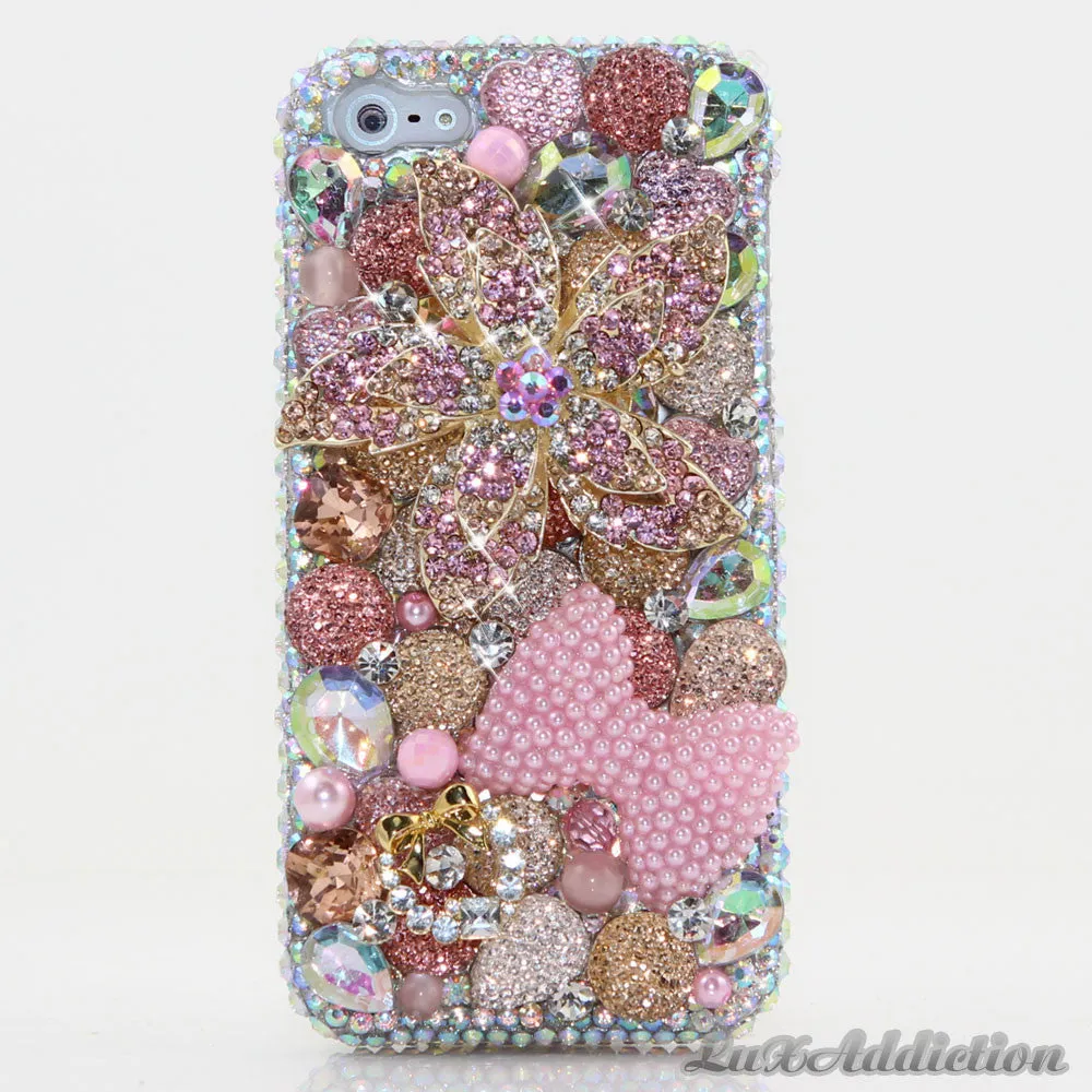 Flower and Pink Pearl Bow Design (style 472)