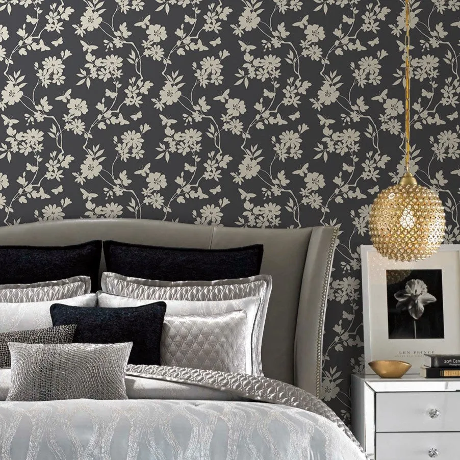 Flutter Vine Wallpaper Gray (60 sq.ft.)