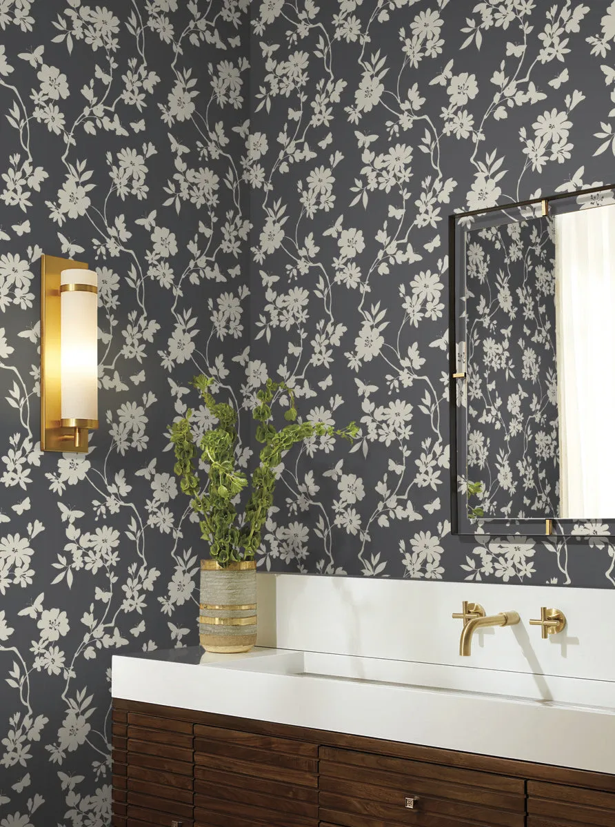 Flutter Vine Wallpaper Gray (60 sq.ft.)