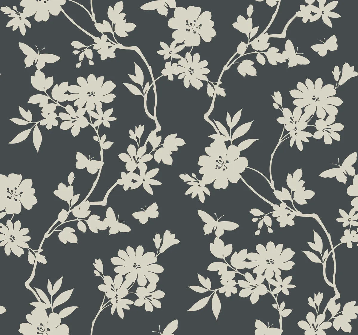 Flutter Vine Wallpaper Gray (60 sq.ft.)