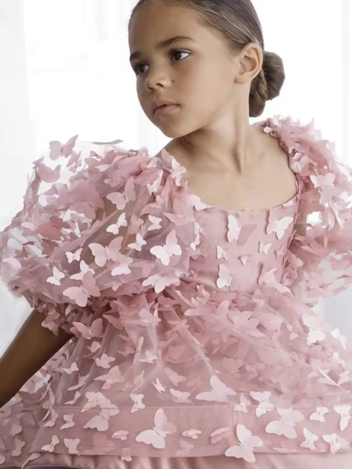 Fluttering Butterflies Puff Sleeve Party Dress
