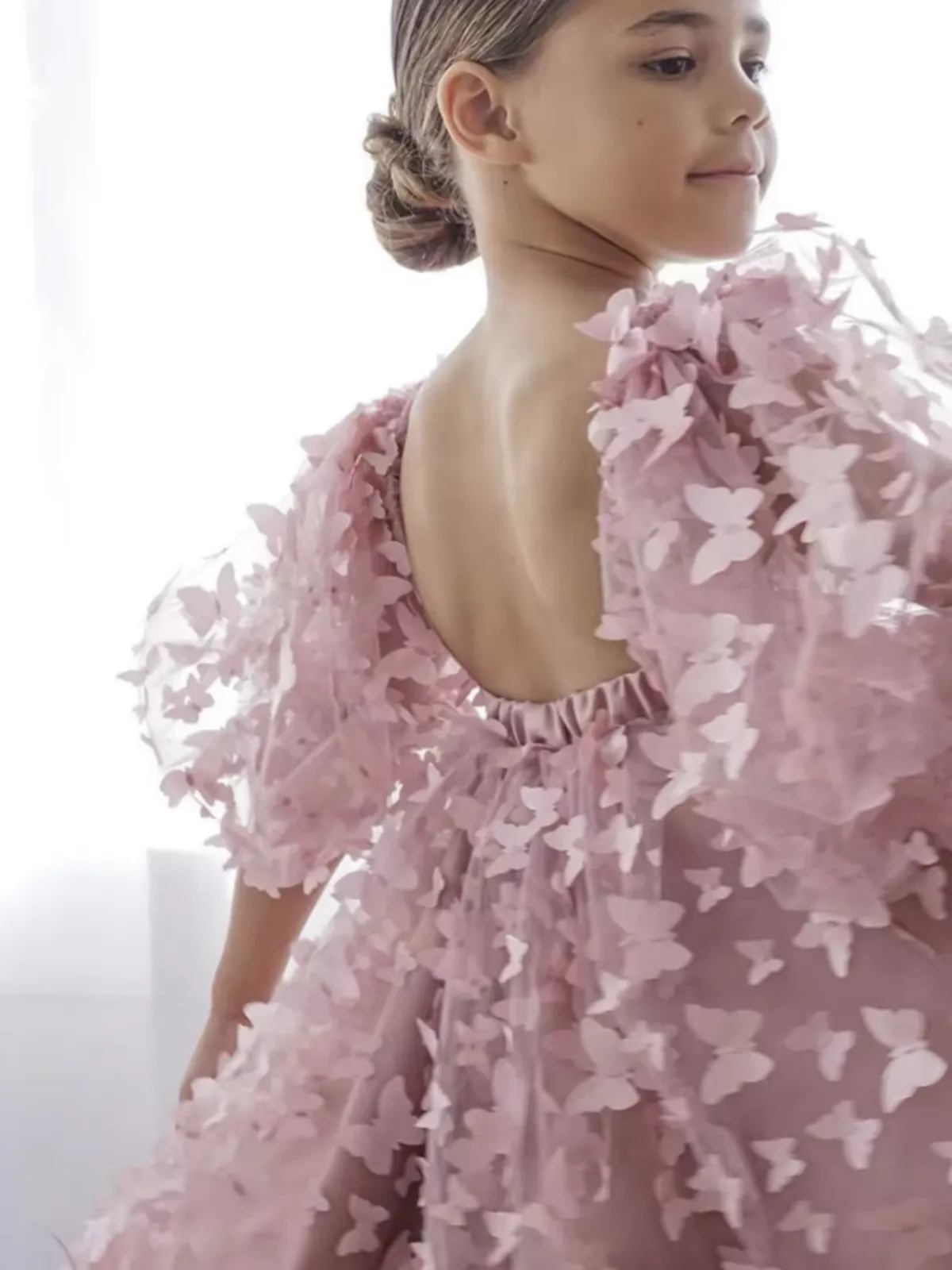 Fluttering Butterflies Puff Sleeve Party Dress