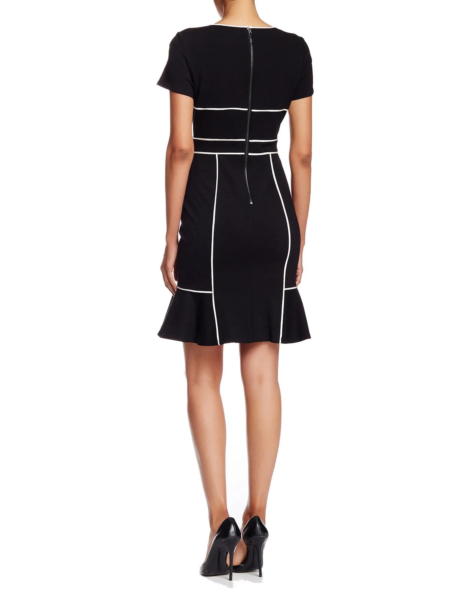 FOCUS by Shani — Contrast Tulip Hem Dress in Black