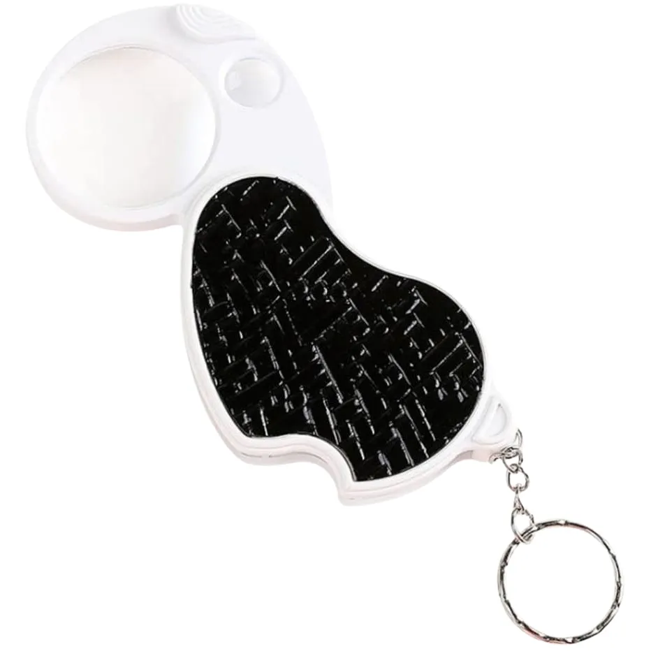 Folding 4x 20x Pocket Loupe Magnifier With Light & Keychain - Extra Large