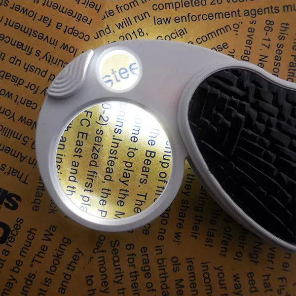 Folding 4x 20x Pocket Loupe Magnifier With Light & Keychain - Extra Large