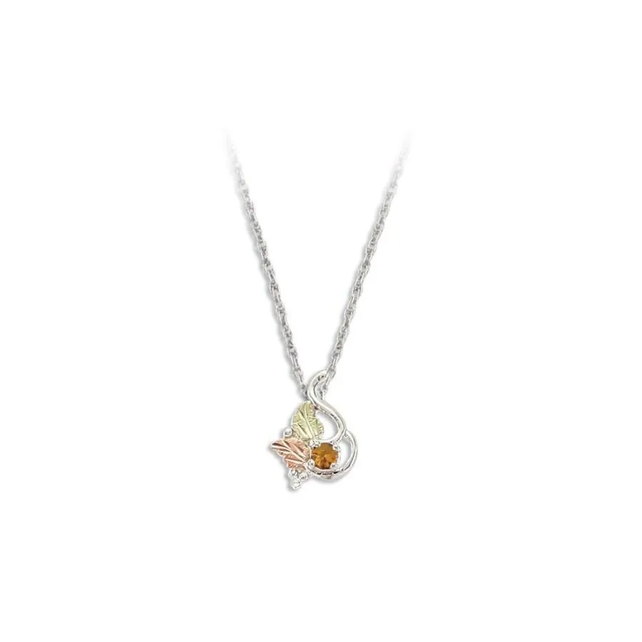 Foliage Smokey Quartz - Sterling Silver Black Hills Gold Pendant