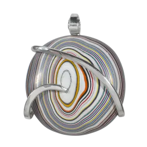 Fordite Handmade Stone Pendant Wrapped in Silver