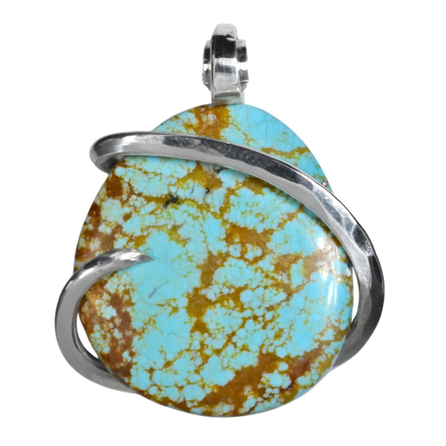 Fox Turquoise Handmade Stone Pendant Wrapped in Silver