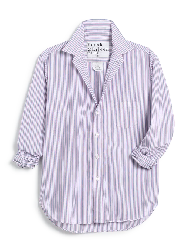 Frank & Eileen - Relaxed Button-Up Shirt - Navy Pink Multi Stripe