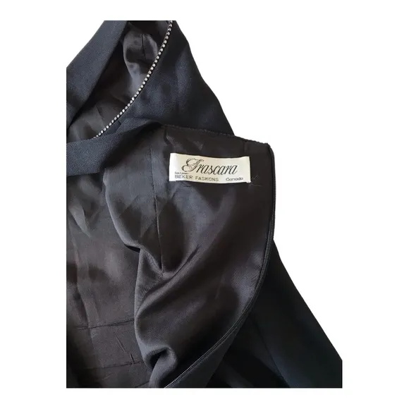 Frascara Women's Black Rhinestones Dress with Blazer, 12.