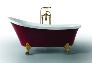 Free Standing Red Classic Luxury Bathtub Gold Claw Footed