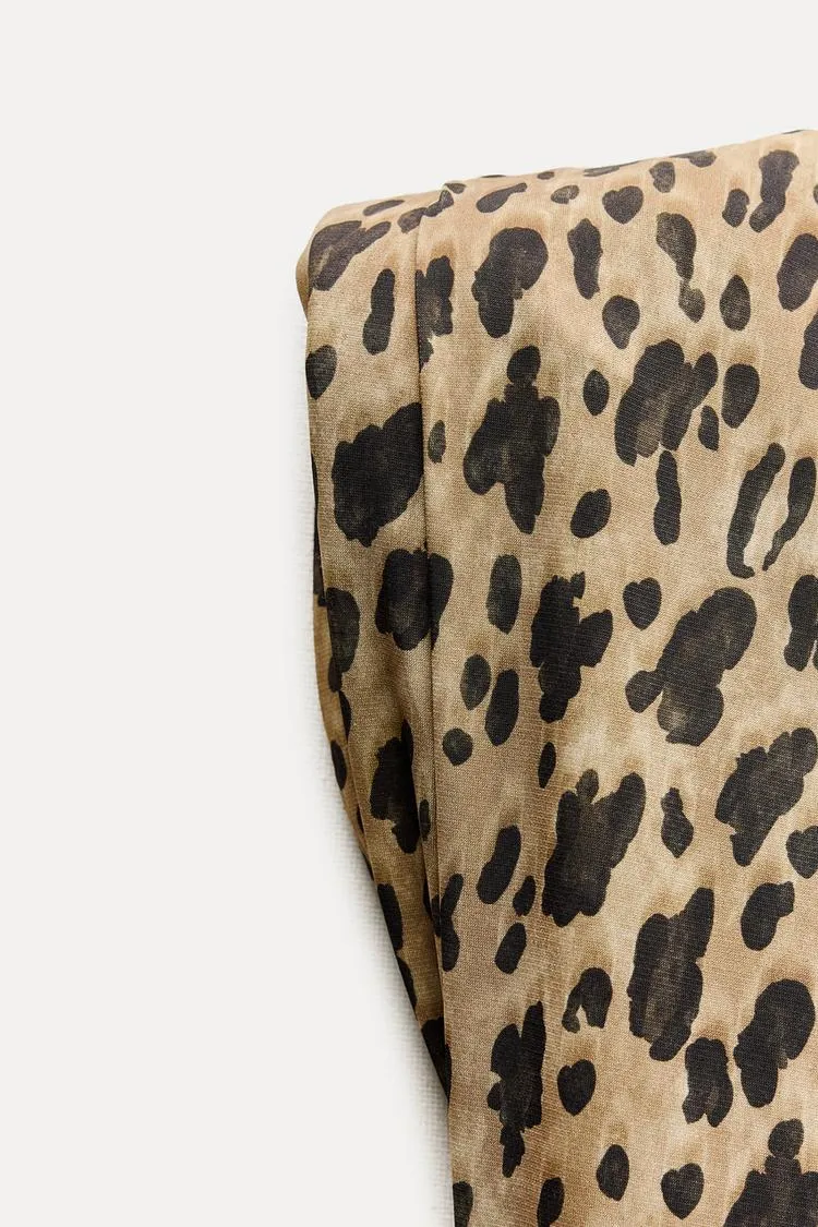 French print stand-up collar dress