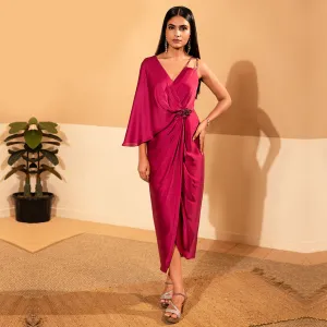 Fuchsia Pink One Sleeves Dress