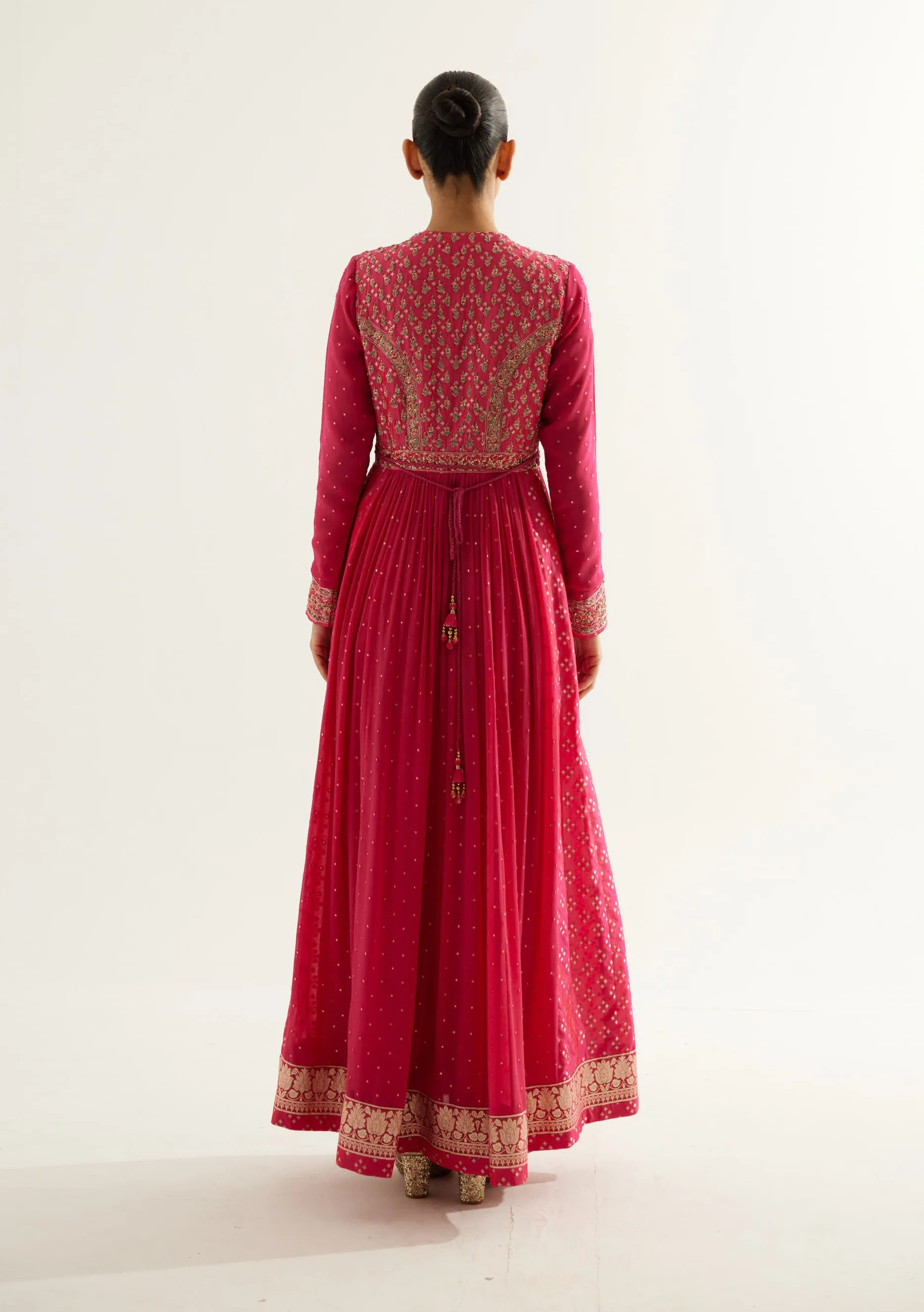Fuchsia zardozi embroidered anarkali set