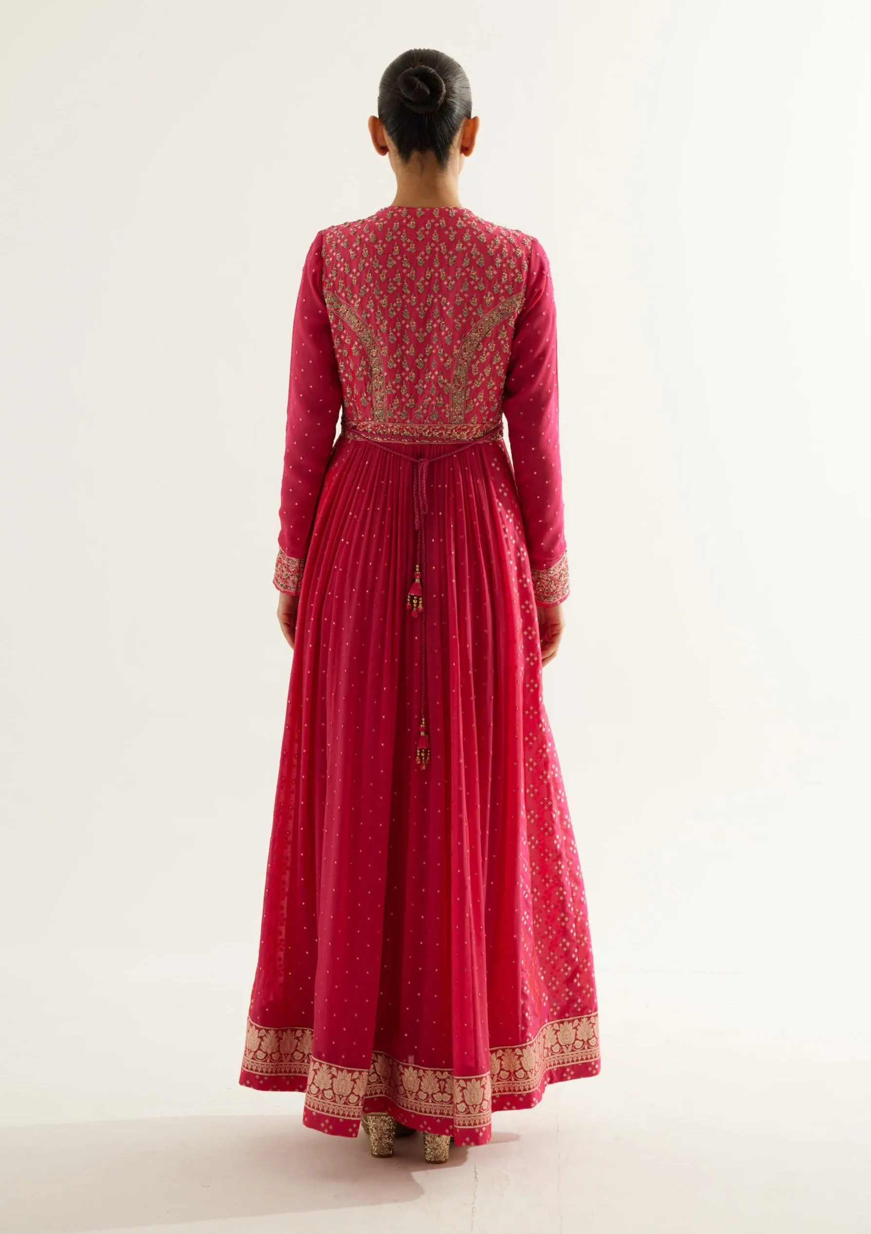 Fuchsia zardozi embroidered anarkali set