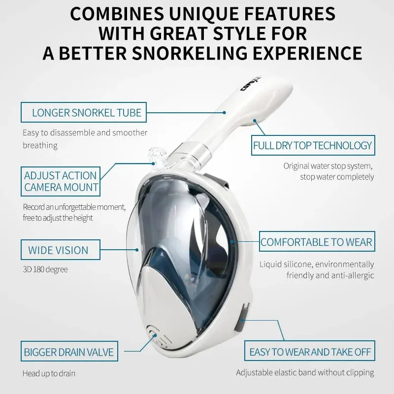Full Face Scuba Diving Snorkel Goggles