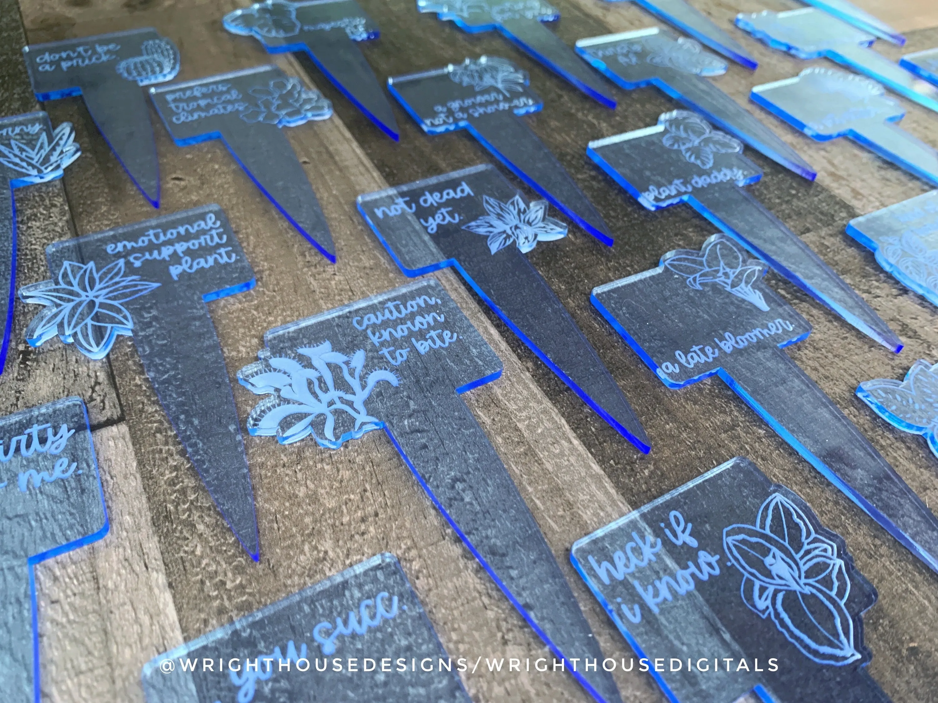 Funny Potted House Plant Stakes Set 2 - Garden and Seed Cultivation Organization - Handdrawn Engraved File For Glowforge - Digital SVG File