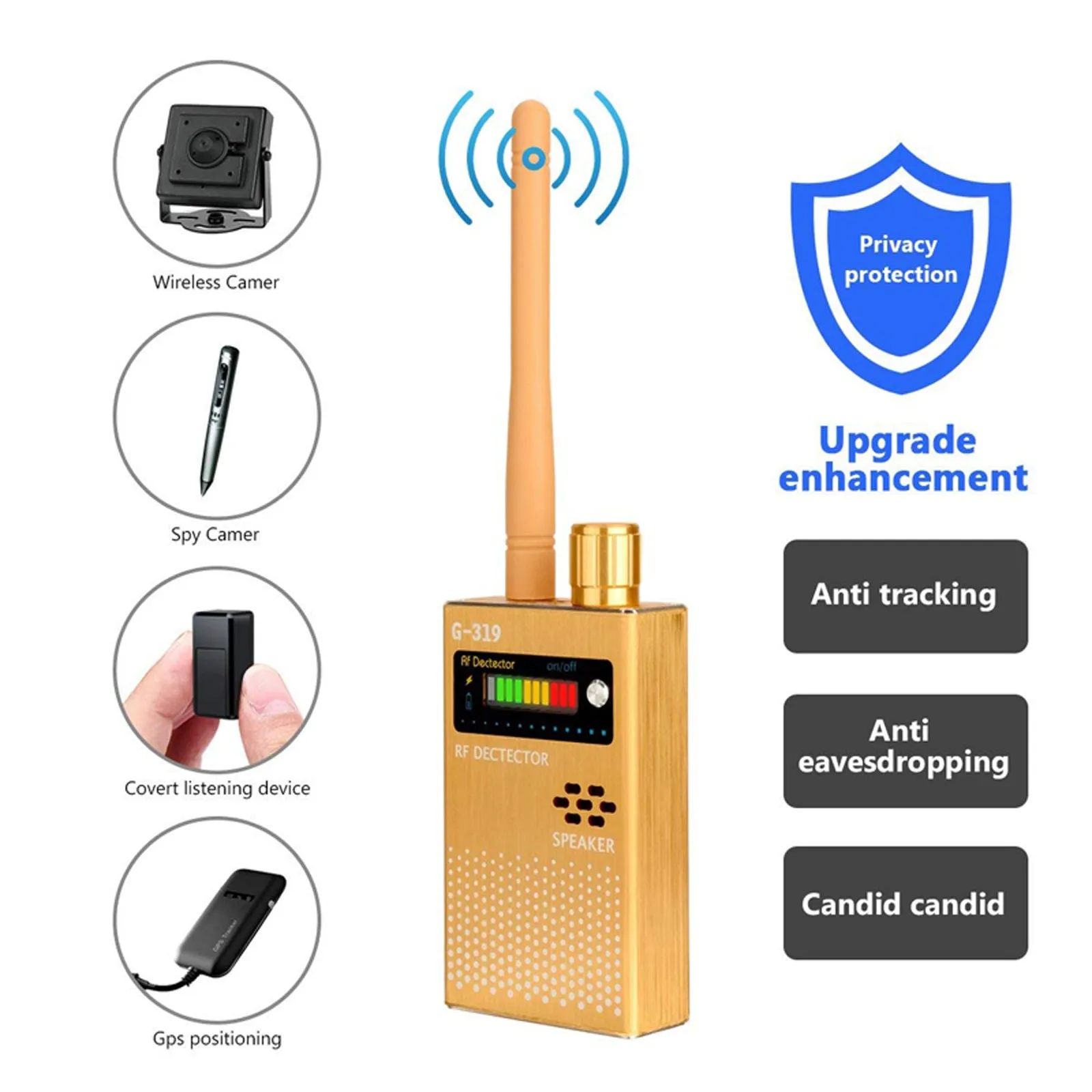 G319 Advanced RF Spy Bug Detector GPS Tracker GSM CDMA 3G 4G 5G Wifi Camera
