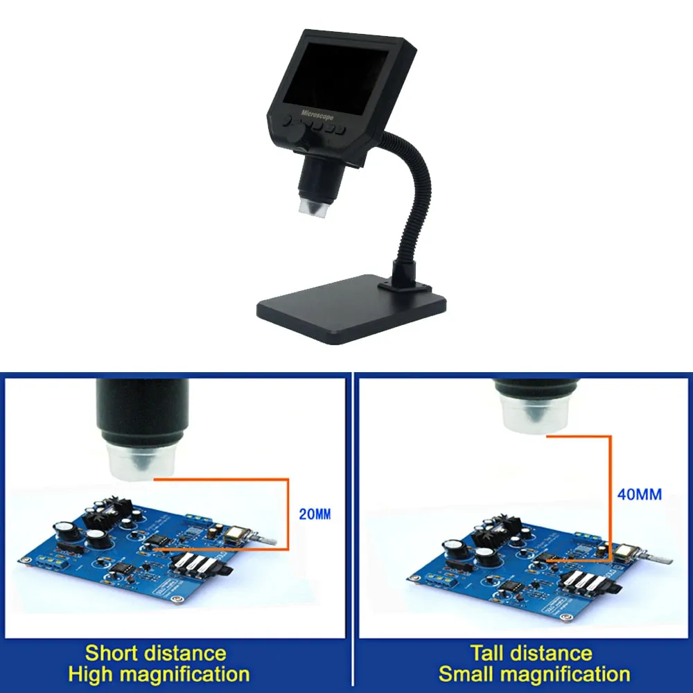 G600 Electronic Digital LCD Microscope Portable solder soldering microscope with 8 LEDs Adjustable Built-in Lithium Battery