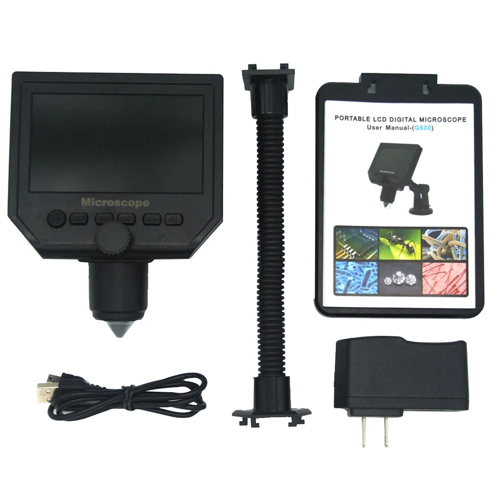 G600 Electronic Digital LCD Microscope Portable solder soldering microscope with 8 LEDs Adjustable Built-in Lithium Battery