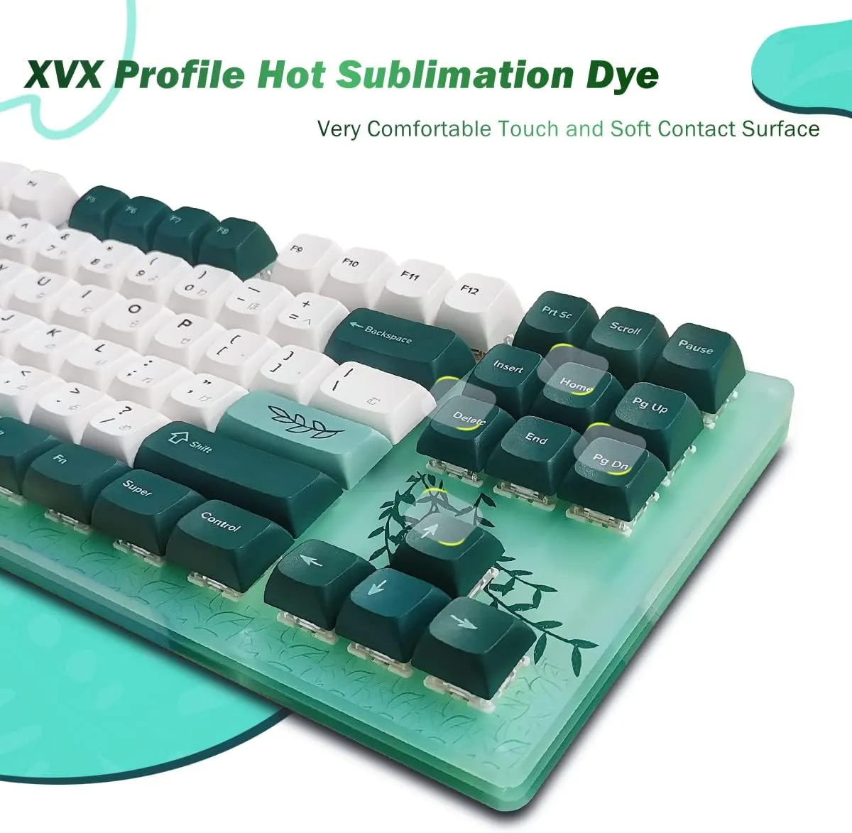 Gaming Mechanical Keyboard TKL Hot Swappable RGB with Plant Theme