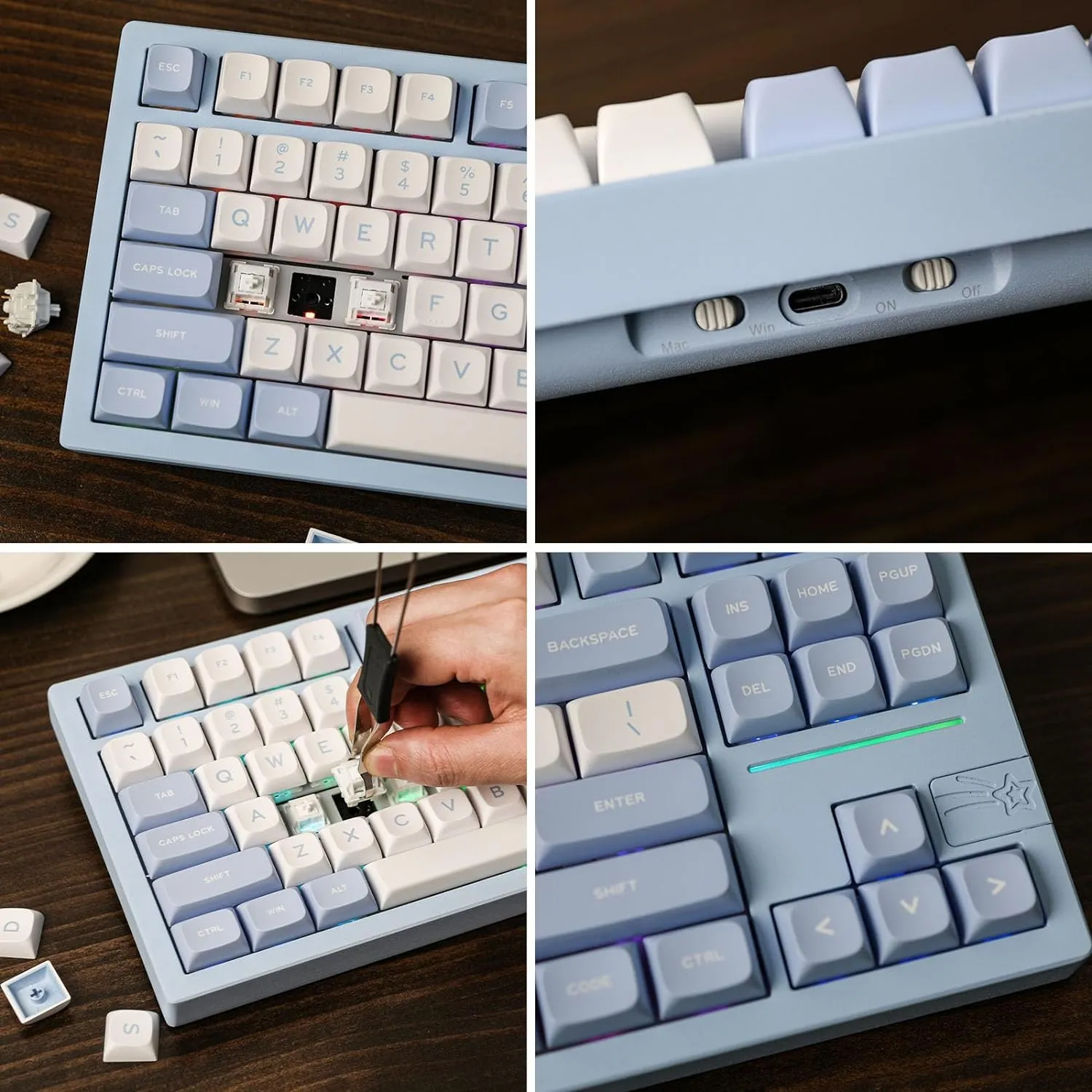 Gaming Wireless Mechanical Keyboard Aluminum Alloy Hot-Swappable Gasket-Mounted